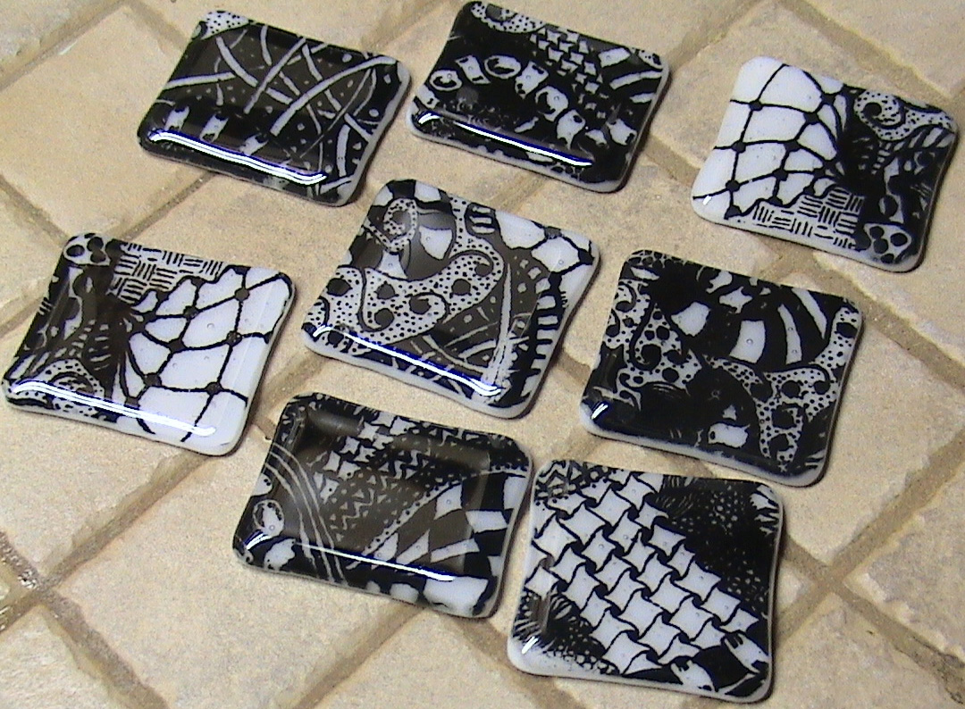 Zentangle Fused Glass from Silk Screened Glass Sheets