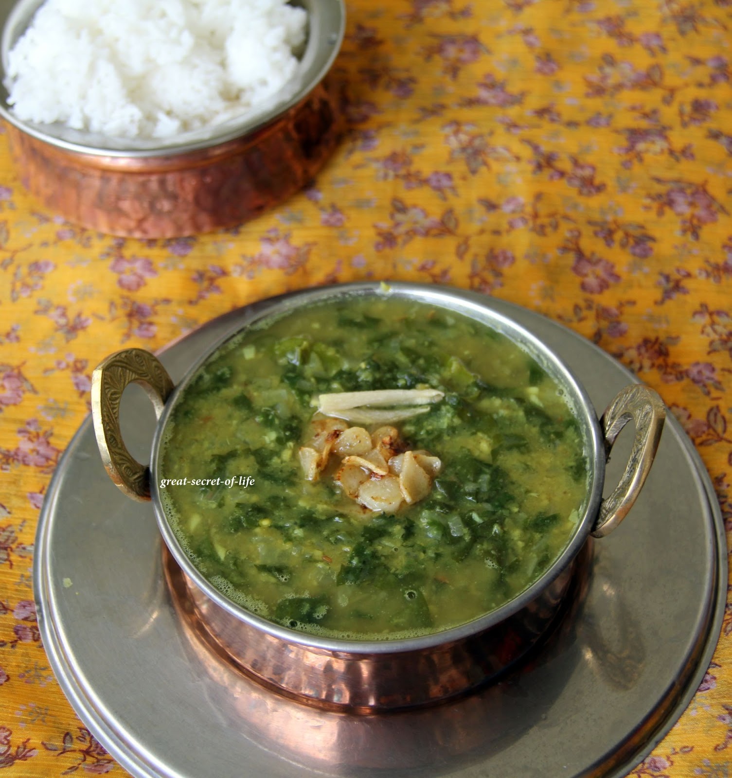 Dal Palak / Spinach with Dal / Dhal palak Greatsecretoflife