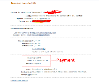 OnlineIncomeBUX.com Payment Proof