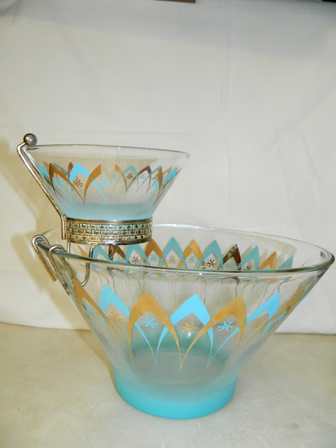 1950s atomic aqua gold chip dip Just Peachy, Darling
