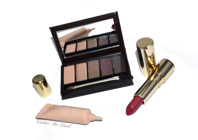Clarins Palette 5 Couleurs #02 Pretty Night, Instant Light Eye Perfecting Base and Joli Rouge #731 Rose Berry for Fall 2015, Review, Swatch & FOTD
