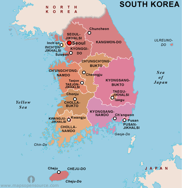 COREA DEL SUR MAPAS GEOGRÁFICOS DE COREA DEL SUR Mundo Hispánico™