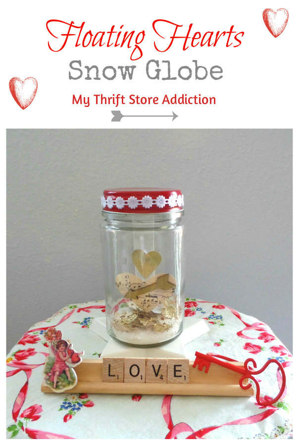 My Thrift Store Addiction Floating Hearts Snow Globe