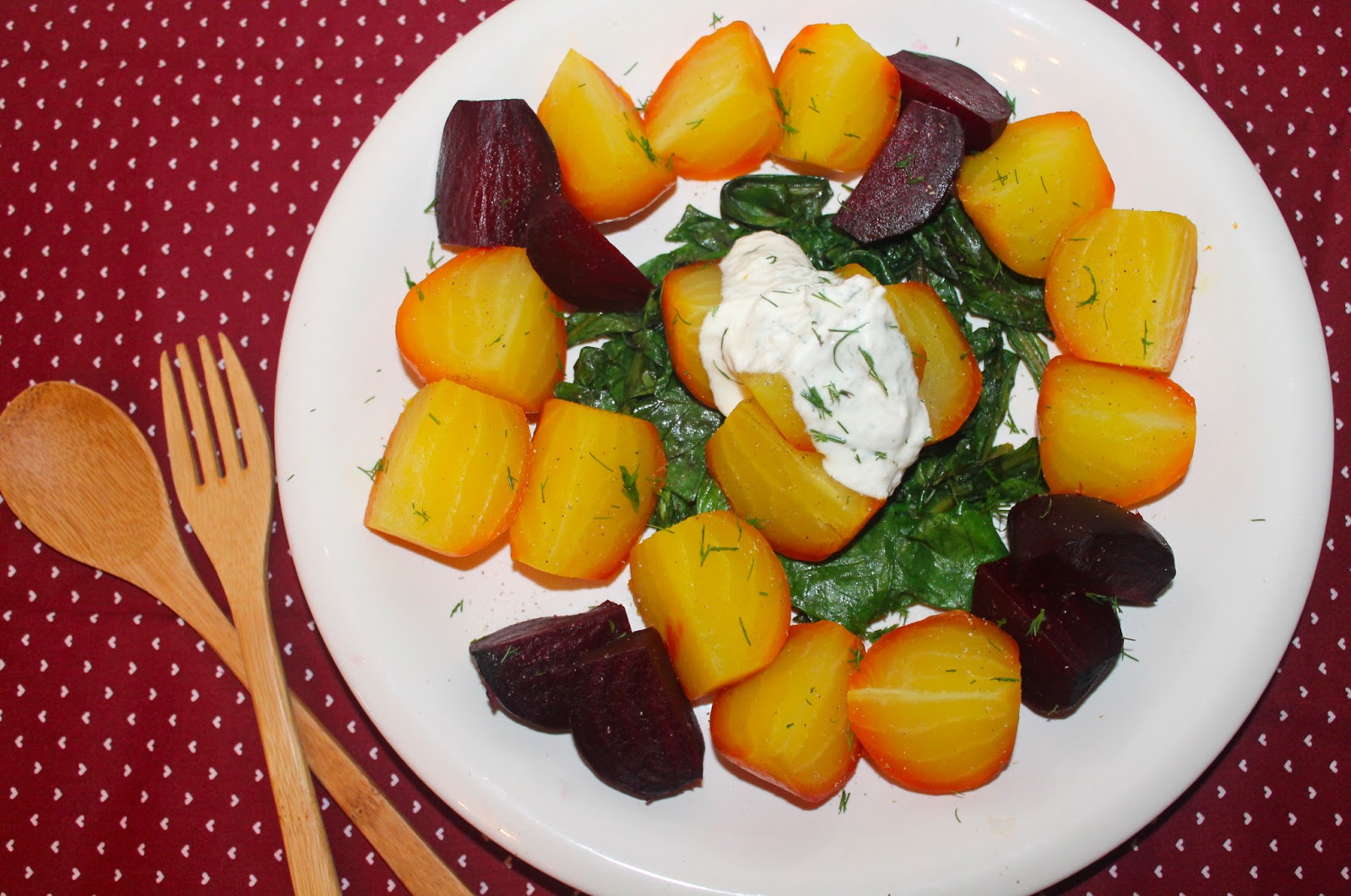 Savory Moments Warm beets with horseradish and dill sour cream