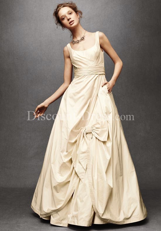  A-Line Ball Gown Scoop Spaghetti Straps 100% Taffeta Cotton #wedding #Dress