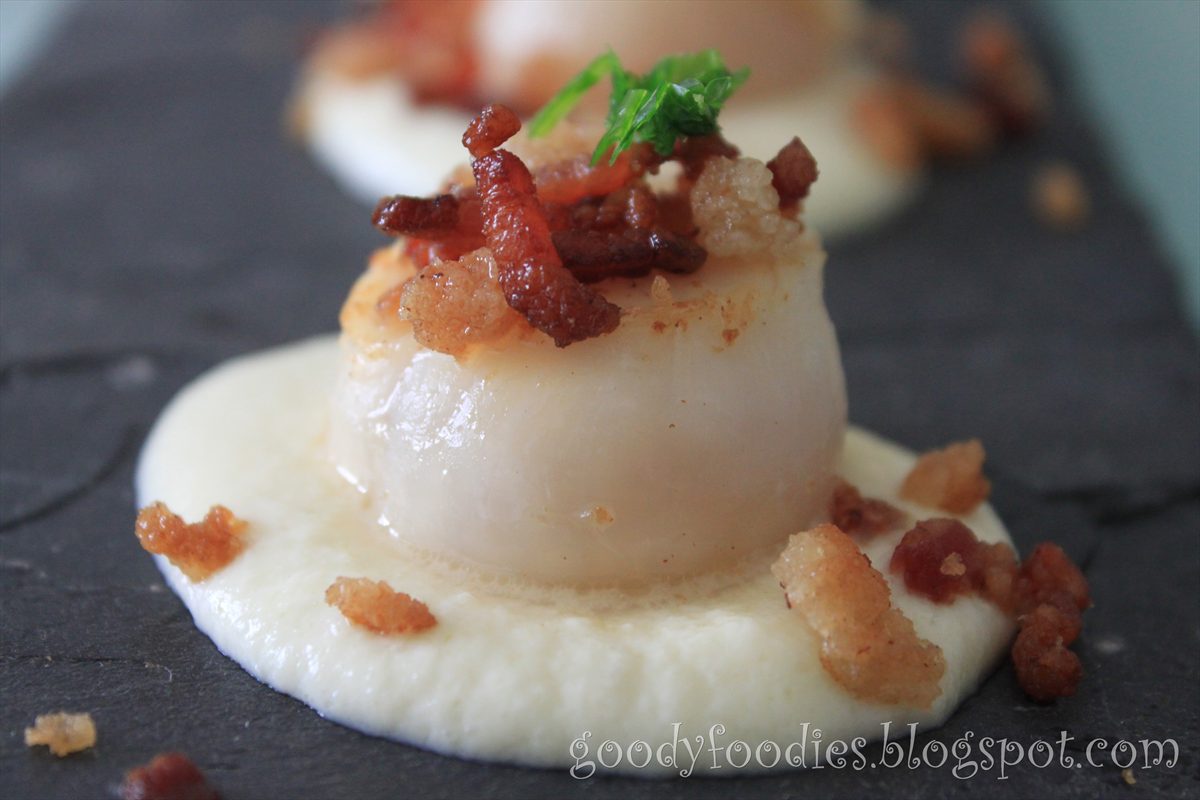 GoodyFoodies I cooked Pan seared scallops with cauliflower puree and