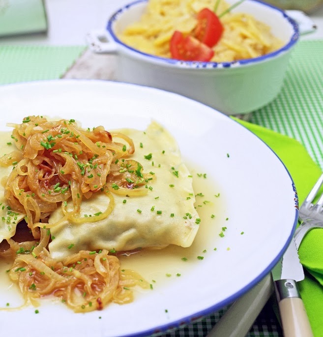 stuttgartcooking Maultaschen mit geschmelzten Zwiebeln und Kartoffelsalat
