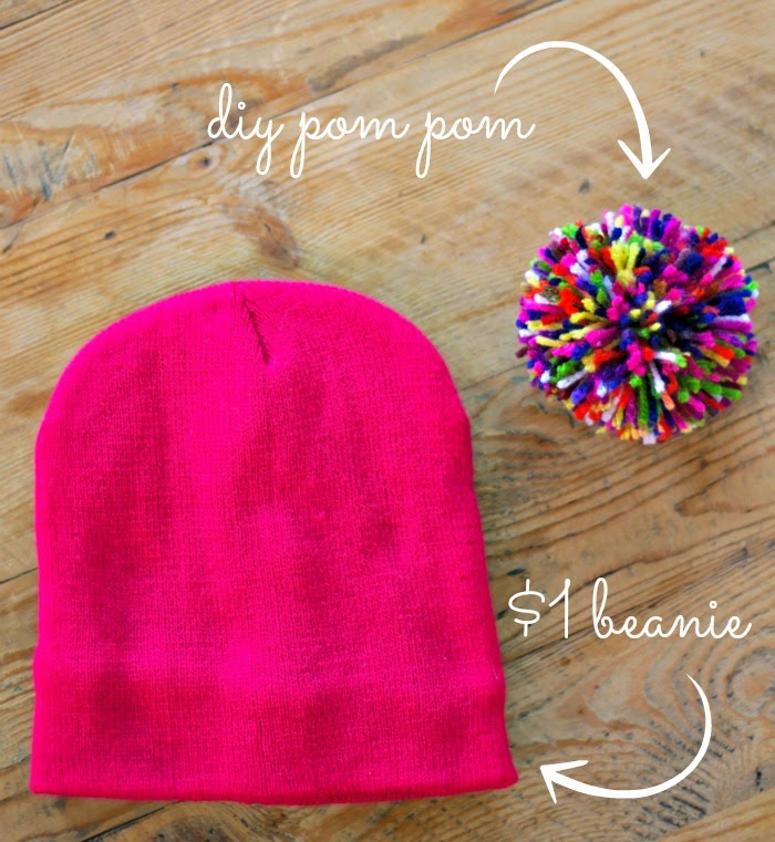 super easy diy pom pom beanie