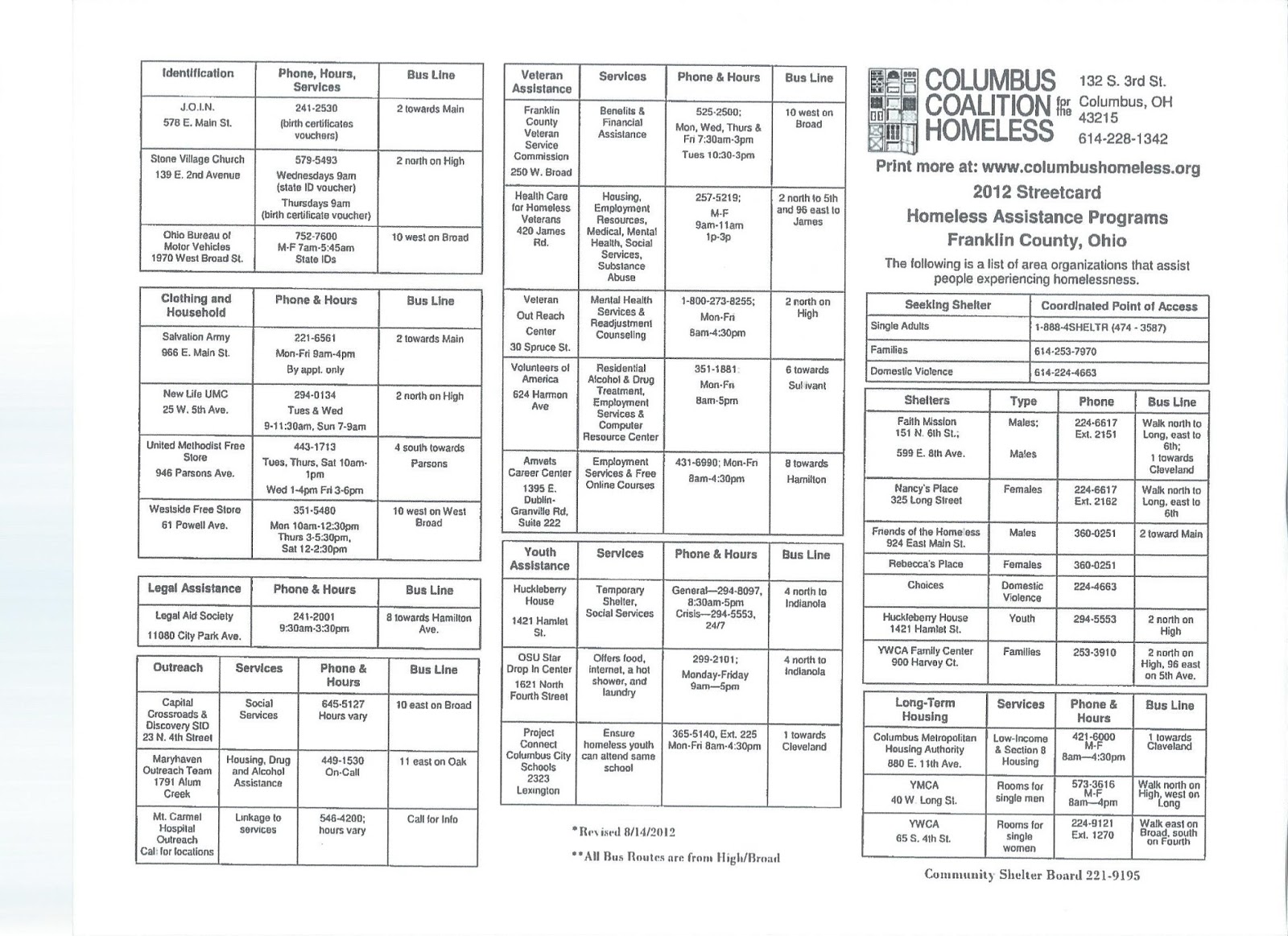 Bridge and Beyond Coalition for Homeless, Street Card for Homeless