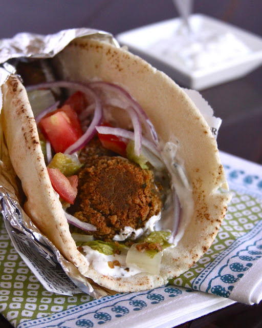 baked falafels with cucumber