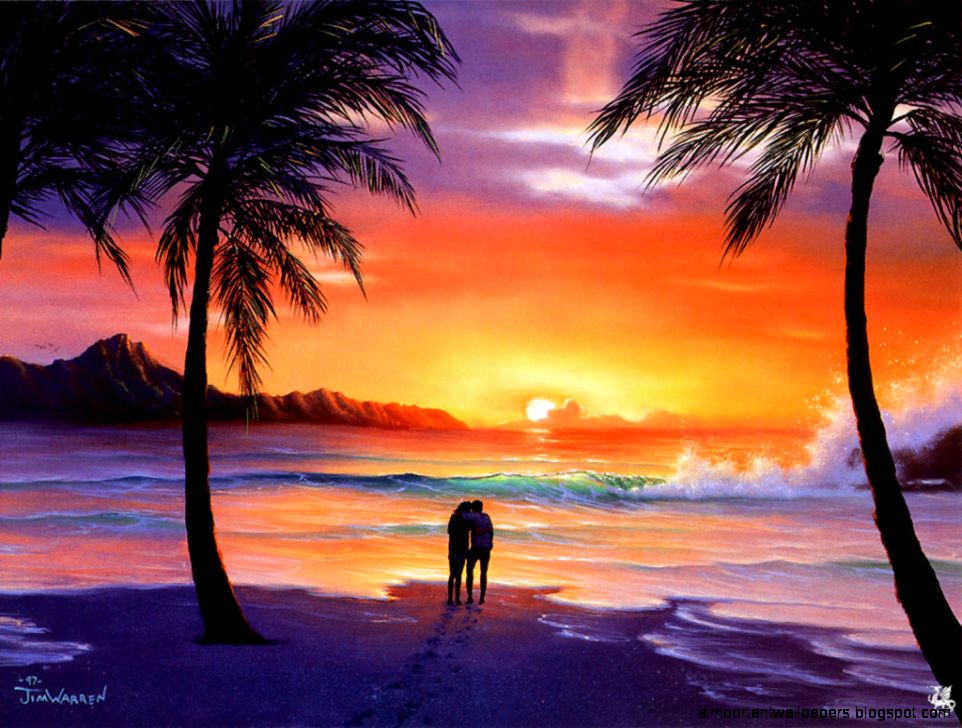 Romantic Sunset Painting Romantic Sunset Painting