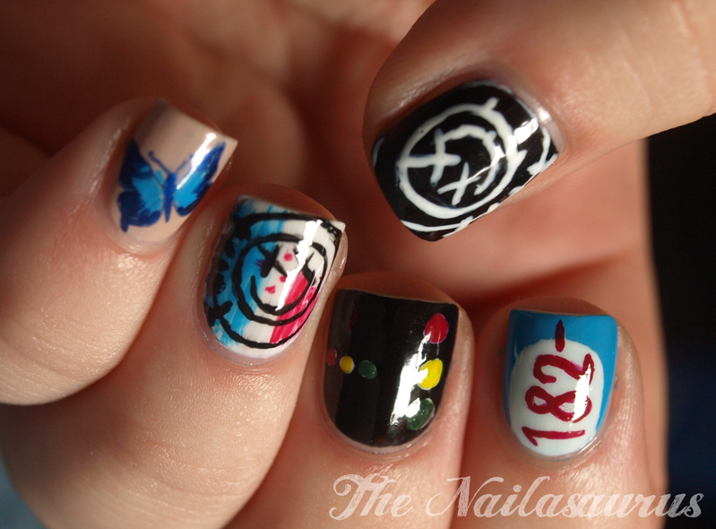 Blink 182 Nail Art The Nailasaurus Uk Blog Guys But Wver I M Not Gonna Stop Loving Them Because Of That So Thought D Pay Tribute The Best Way Know How On My Nails