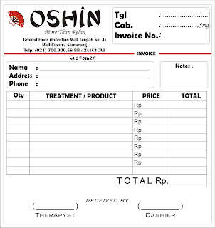 Contoh Desain Nota OShin Reflexology dan Body Spa