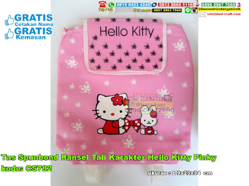 Tas Spunbond Ransel Tali Karakter Hello Kitty Pinky