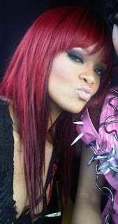 red hair color on black hair
 on mylife-liona: Rihanna Hairstyles 2011