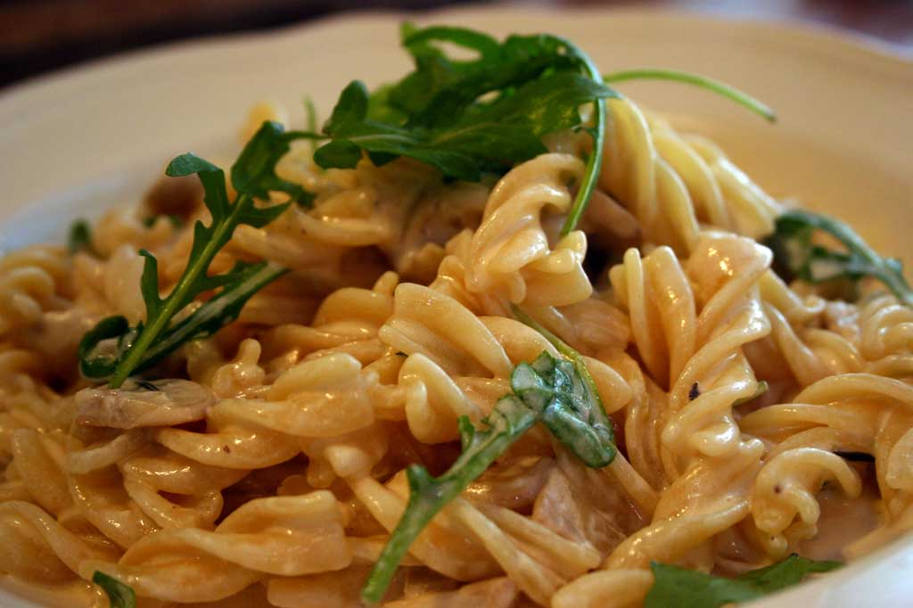 Belleau Kitchen fusilli pasta with a creamy mushroom sauce