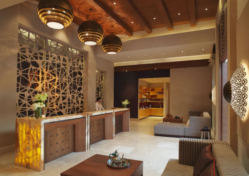 ESPA’s interiors offer a tranquil and harmonious environment, using natural materials such as limestone, iridescent glass and brown onyx ESPA’s interiors offer a tranquil and harmonious environment, using natural materials such as limestone, iridescent glass and brown onyx