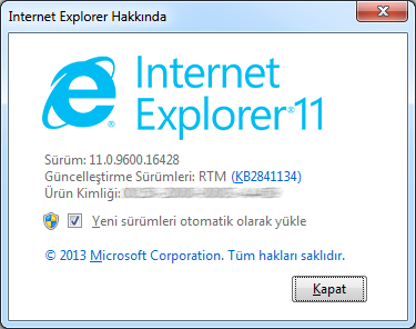 Windows 7 için Internet Explorer 11