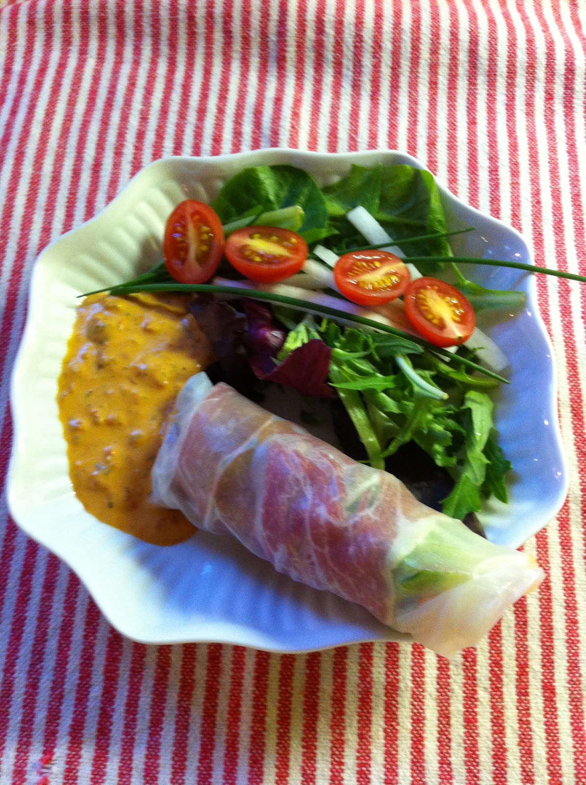 Jump Into My Kitchen Prosciutto & Sun Dried Tomato Rice Paper Rolls