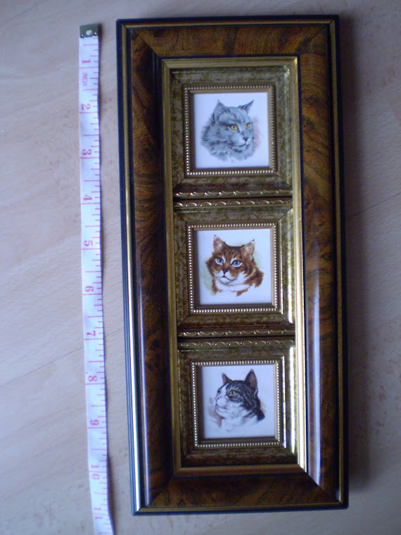 cats, miniature, print, framed