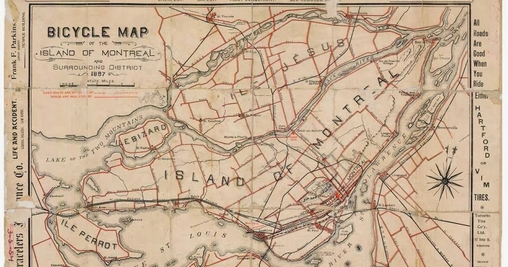 Montreal Bike Path Map The Life-Sized City Blog: Bicycle Map Of Montreal 1897