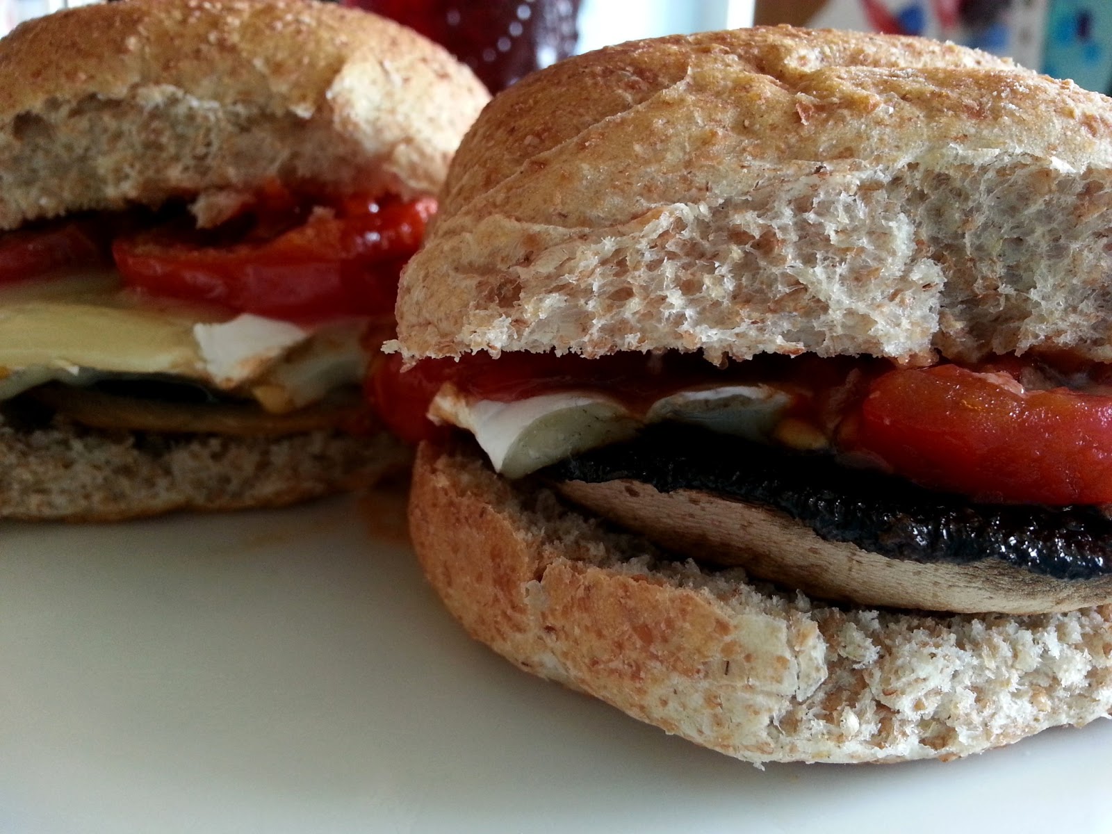 Slimming World Delights Roasted Mushroom, Balsamic Tomatoes and Goats Cheese Burgers