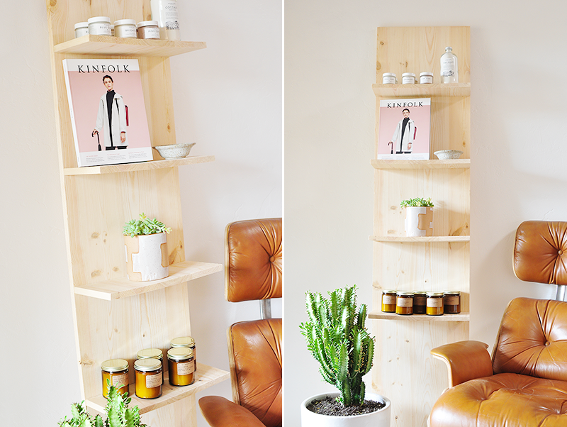 DIY/ Leaning Natural Wood Shelf FINE LIFE CO