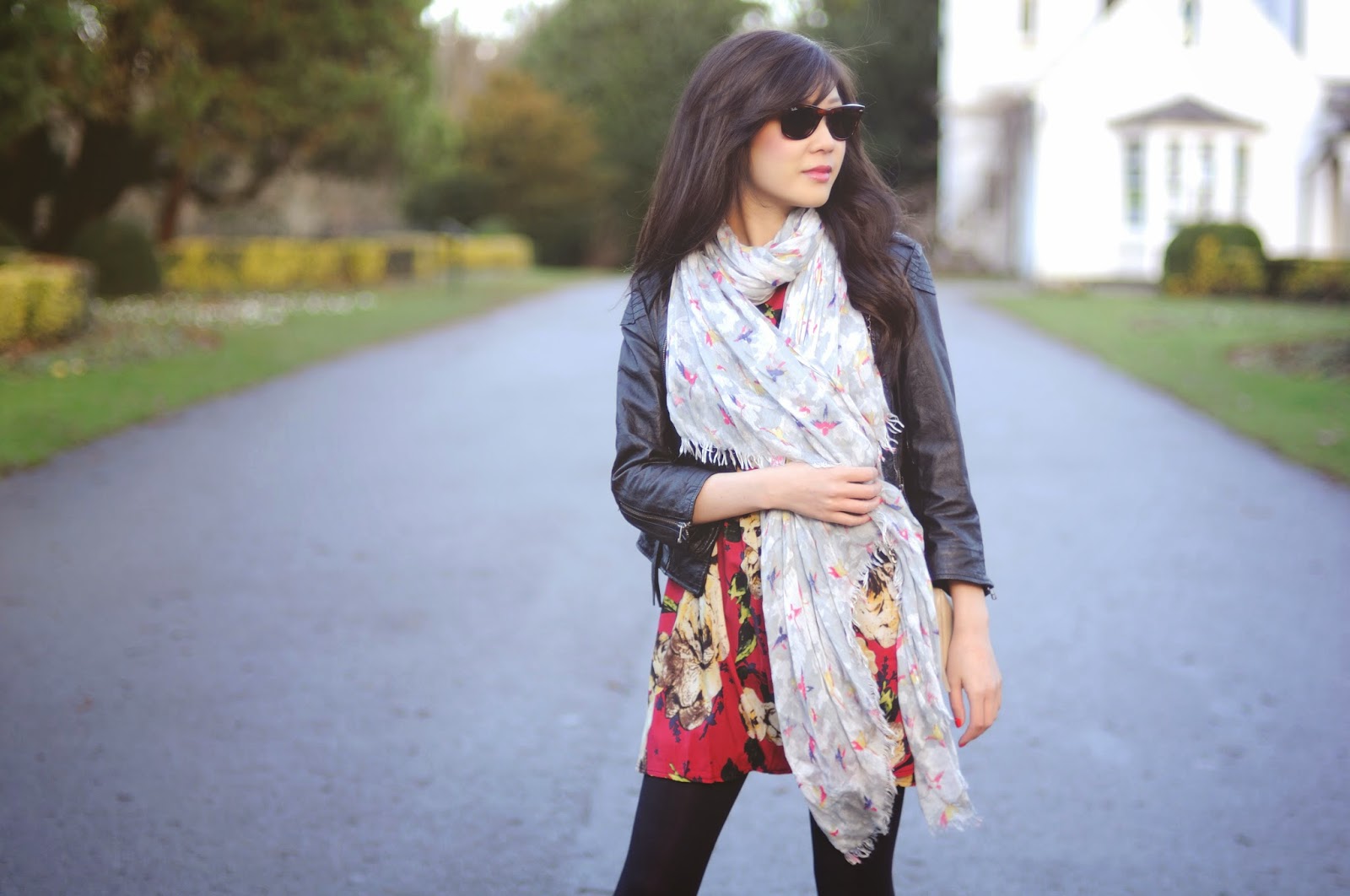 How To Style Red Floral Dress for Winter