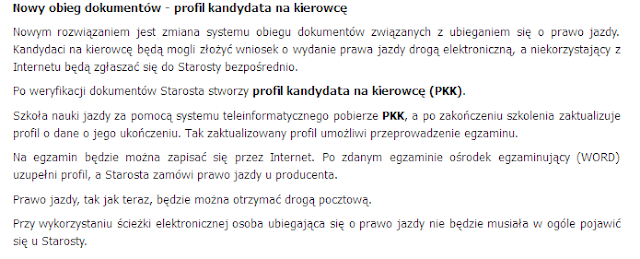 profil kandydata na kierowce obieg dokumentów na egzamin prawa jazdy, prawko