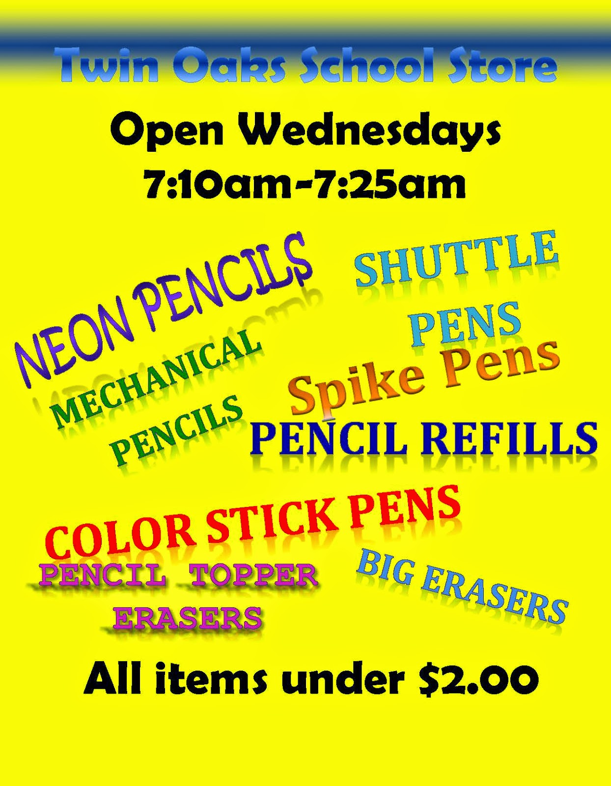 Twin Oaks Middle School TOMS School Store