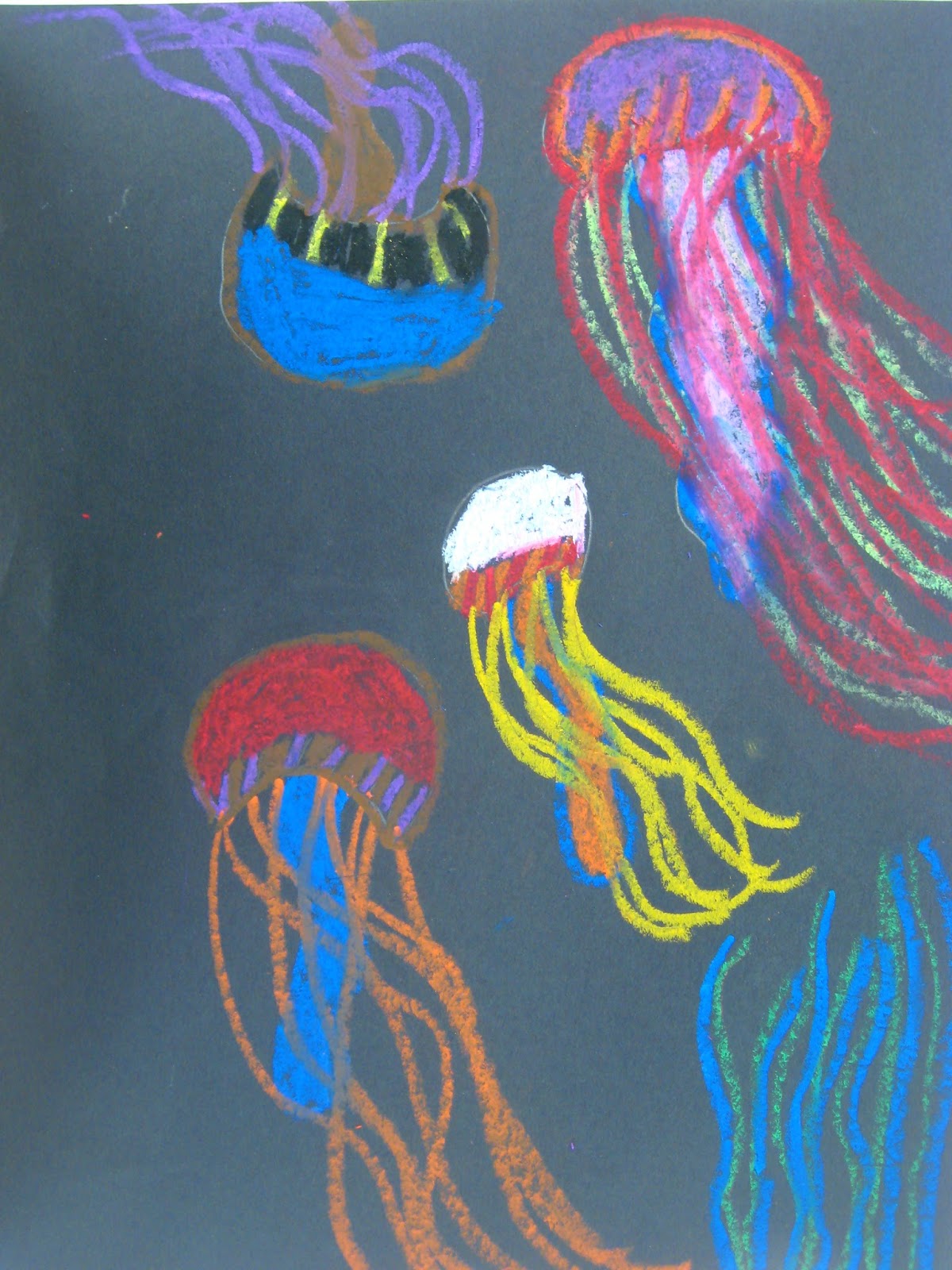 Miss Young's Art Room 3rd Grade Oil Pastel Jellyfish