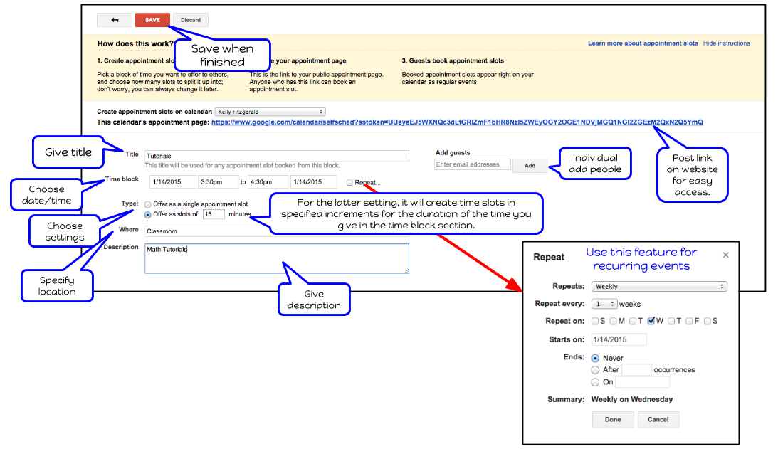 EdTech Nut Kelly Fitzgerald Easy Steps to Creating Appointment Slots