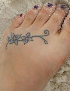 Small Flower Design Tattoo for Feet