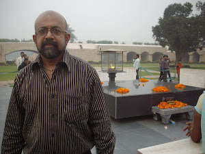 At Rajghat in front of Mahatma Gandhi's samadhi.(Friday4-11-2011).