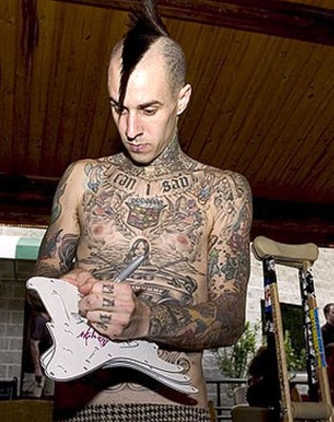 Taunting Funny Tattoos of Travis Barker | Taunting Humor, Latest Fun, Anger moments, Stage Shows ...