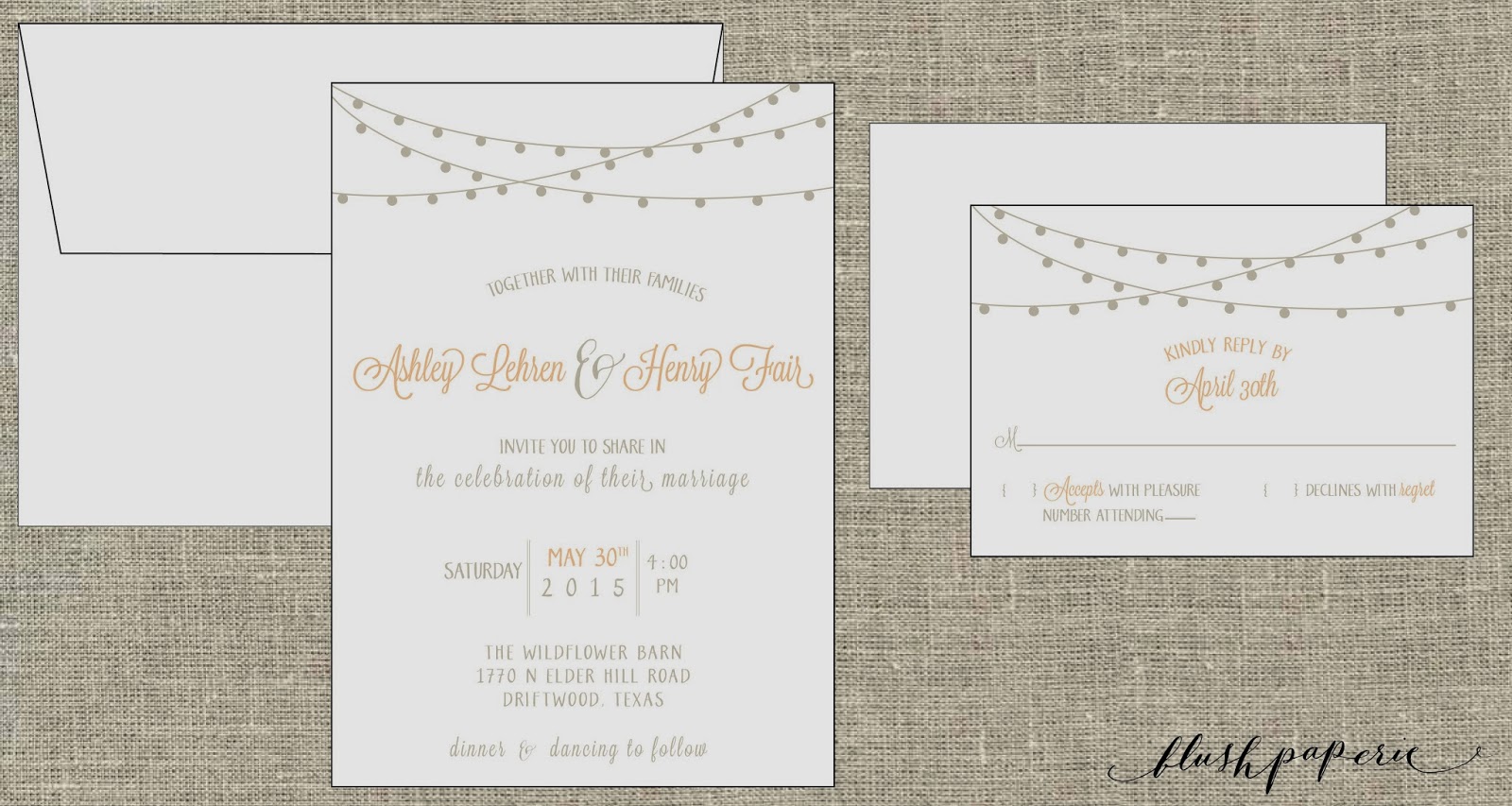 Blush Paperie New Invitation Design String of Lights