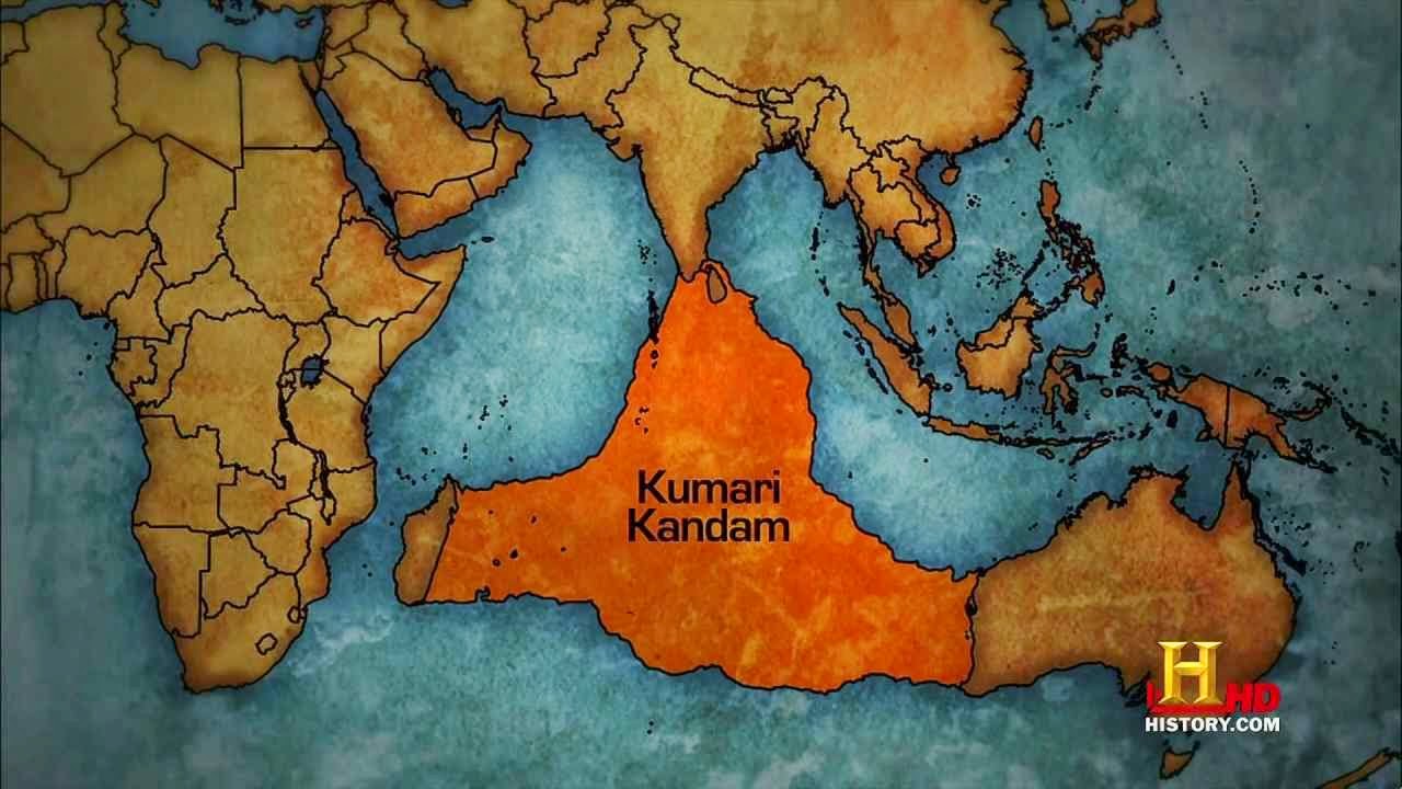  map of Kumari kandm or lemuria