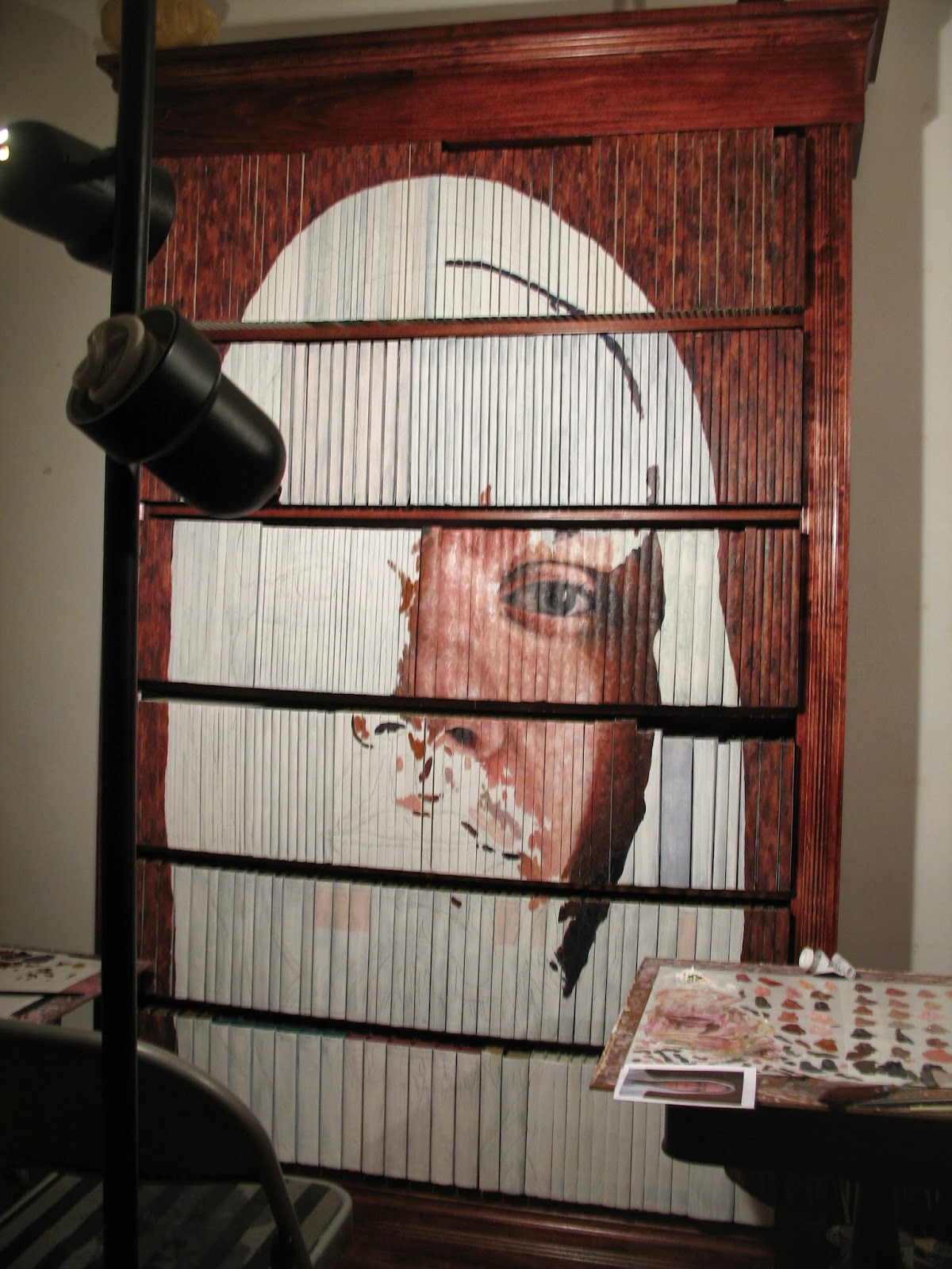Library installation painting in progress by Craig Paul Nowak