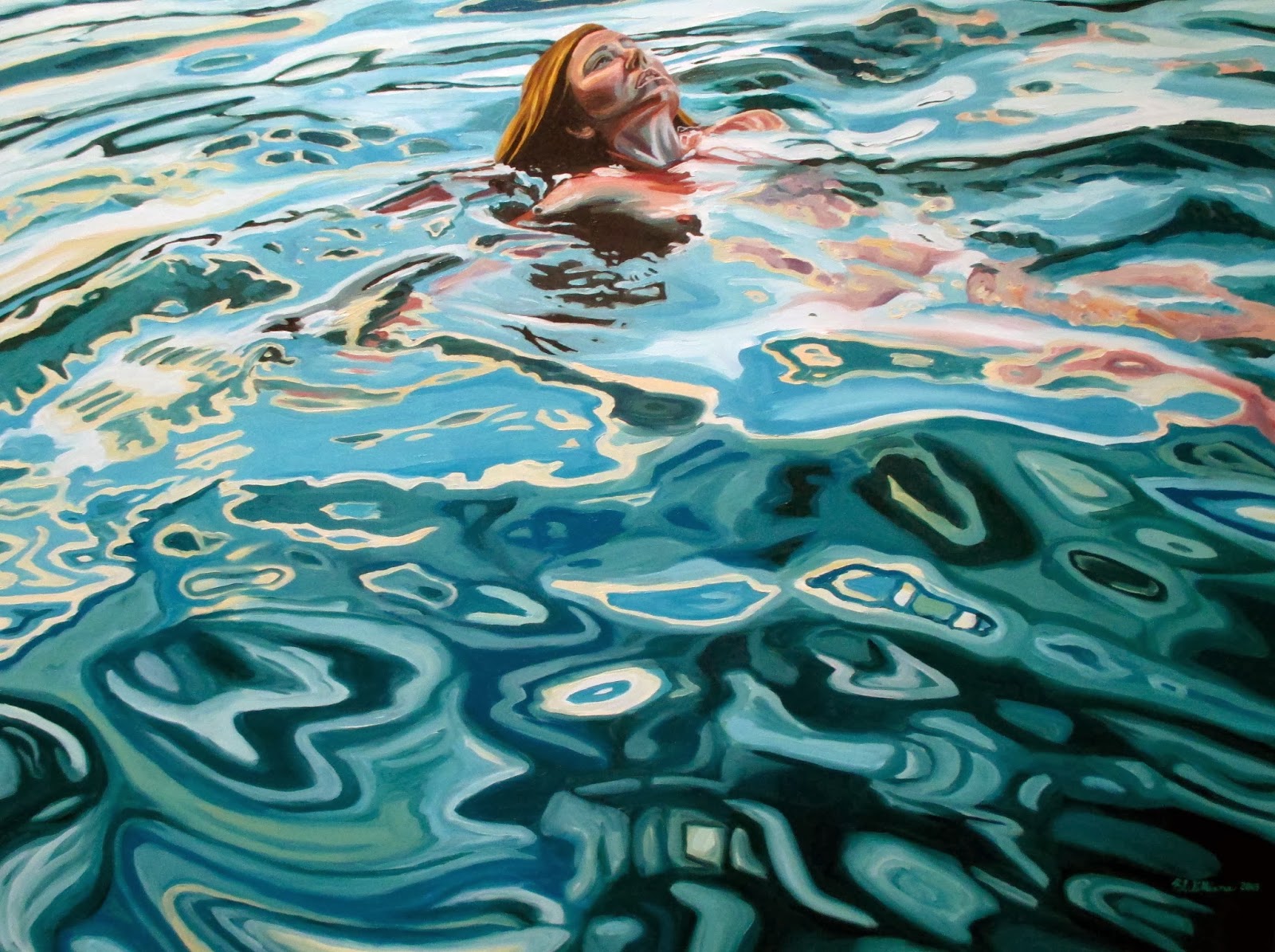 Woman in Water 2: Artists Self Portrait, 2013 (30 x 40 inches) Oil on Canva...