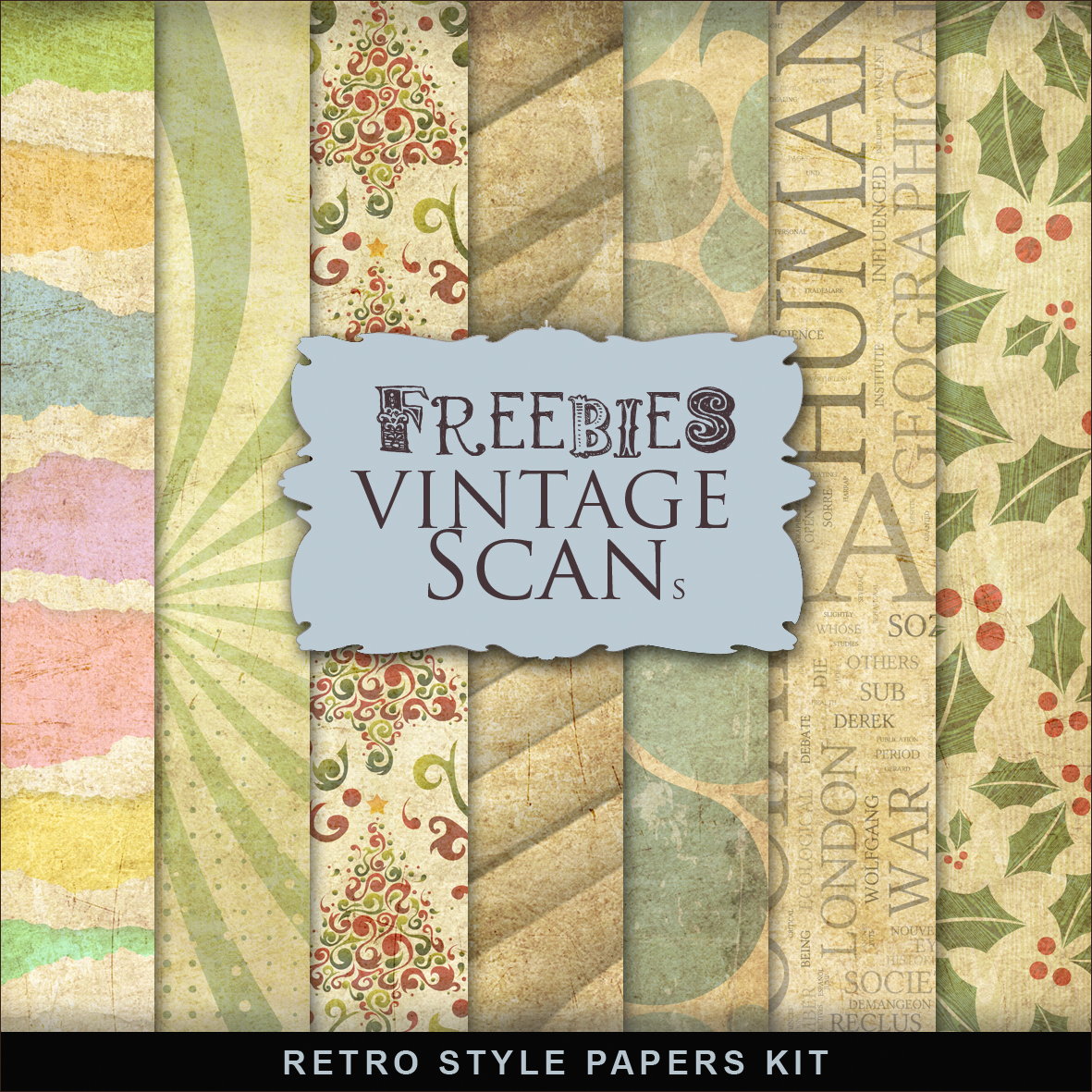 new freebies kit of retro style papers far far hill free style papers