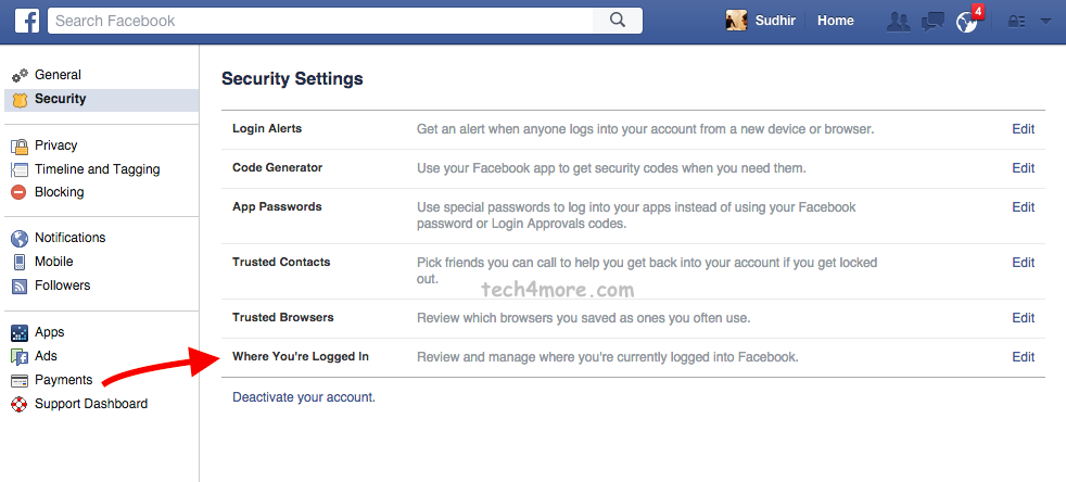 Remotely Logout of Facebook