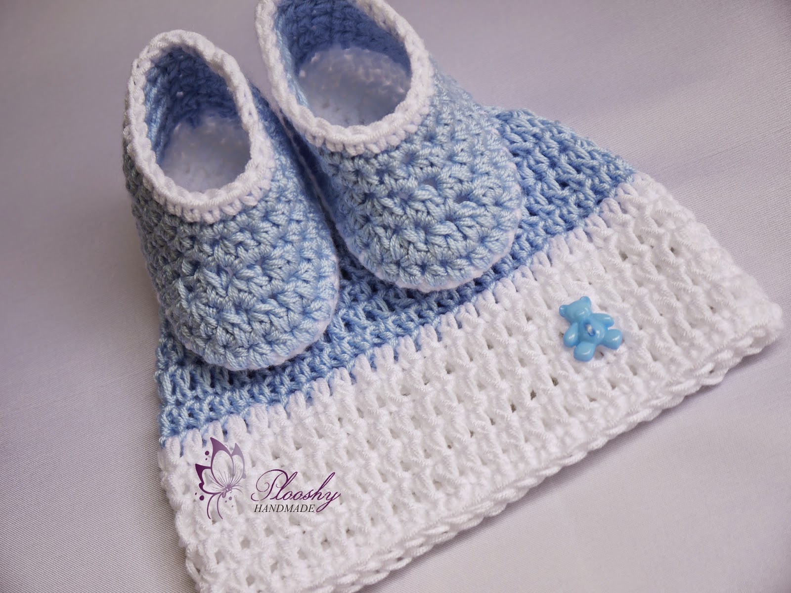 Plooshy Handmade Beautiful gift for a baby boy crochet baby hat and