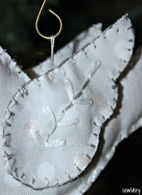 Peace Dove Ornament, made by Veronica using Betz White's pattern.