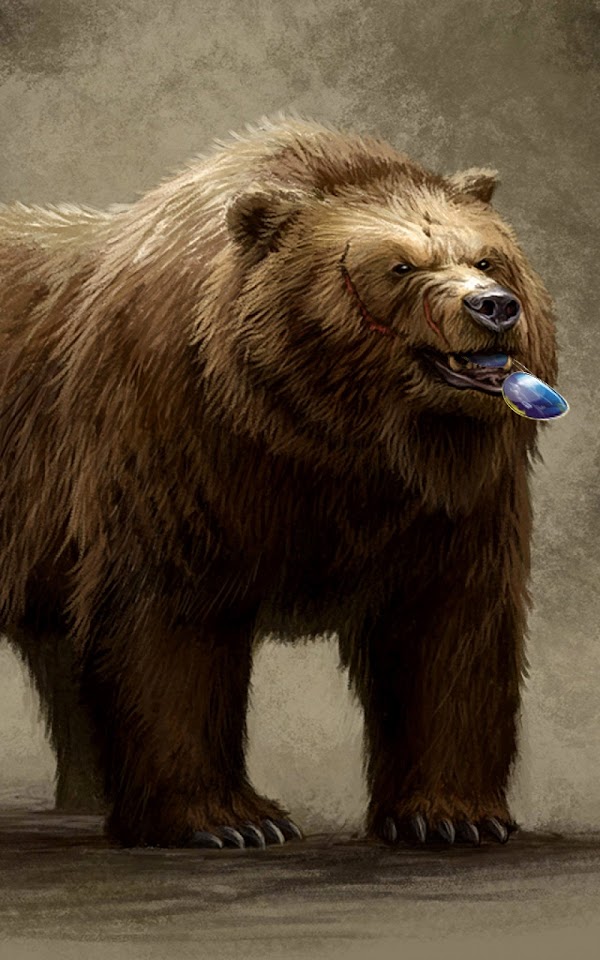 Brown Bear Eating Sunglasses Illustration Android Wallpaper