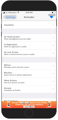 Activator is a popular jailbreak tweak that allows jailbroken users to assign gestures and actions as shortcuts helping them in performing different tasks with ease