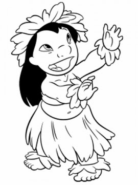 Lilo and Stitch Coloring Pages : Lilo Dancing Hulahula | Kids Coloring ...