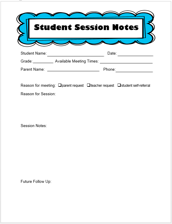 session notes template