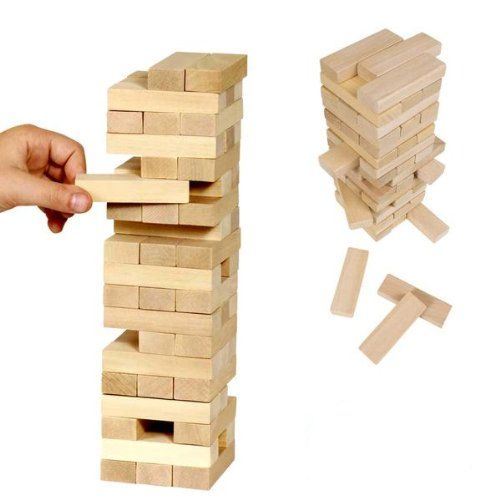 BongBongIdea JENGA STYLE STACKING WOODEN BLOCKS SET