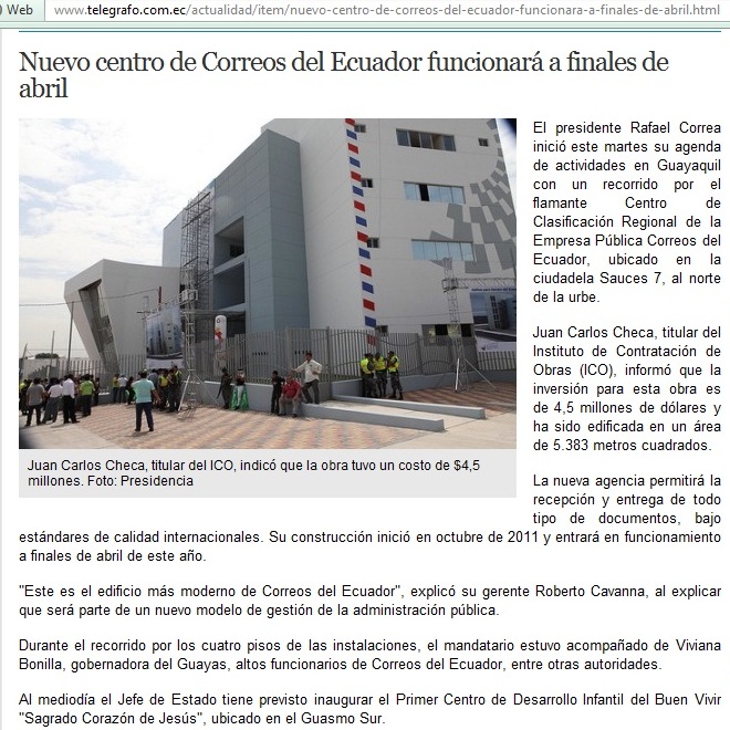 FILATELIA DEL ECUADOR Nuevo edicificio de Correos del Ecuador en