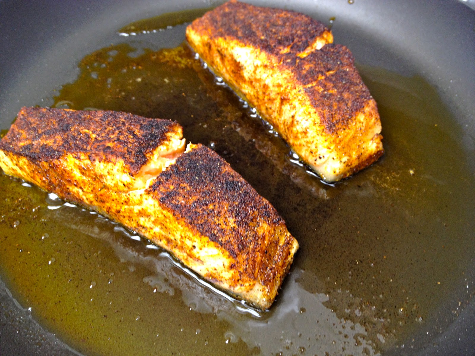 Panseared Ovenfinished Salmon with Barbecue Sauce
